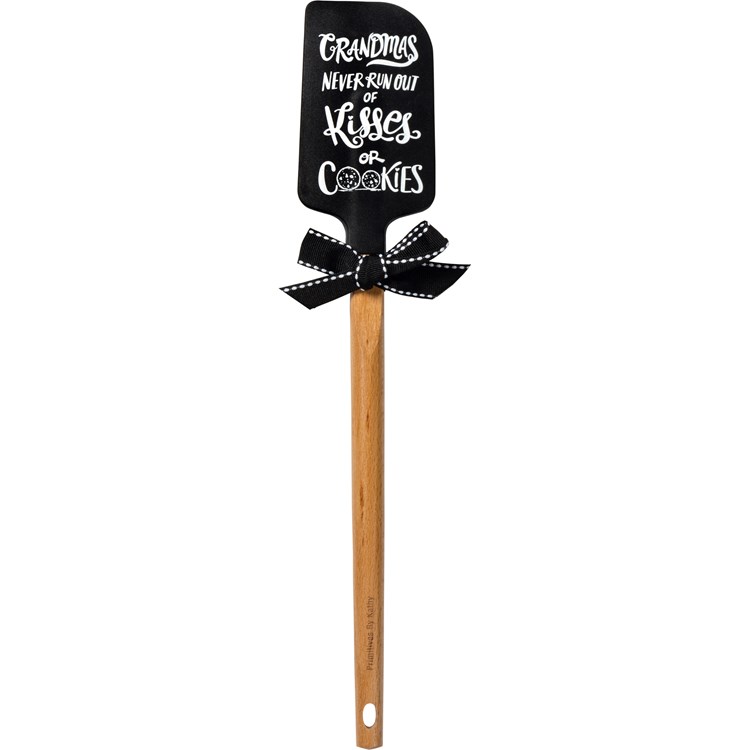 Spatula - Kisses Or Cookies - 2.50" x 13" x 0.50" - Silicone, Wood