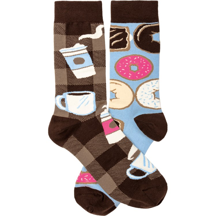 Coffee And Donuts Socks - Cotton, Nylon, Spandex