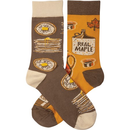 Socks - Pancakes & Syrup - One Size Fits Most - Cotton, Nylon, Spandex