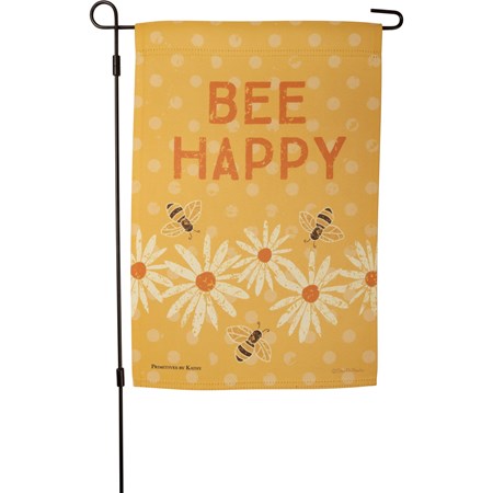 Garden Flag - Bee Happy - 12" x 18" - Polyester