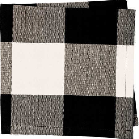 Napkin - Black Buff Check - 15" x 15" - Cotton