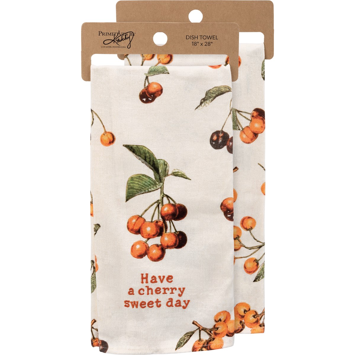 Have A Cherry Sweet Day Kitchen Towel - Cotton, Linen