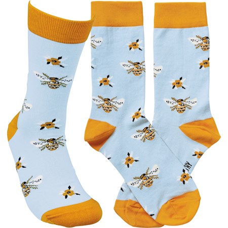 Socks - Bee  - One Size Fits Most - Cotton, Nylon, Spandex