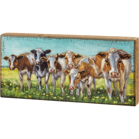 Box Sign - Cow Rows - 16" x 7.50" x 1.75" - Wood