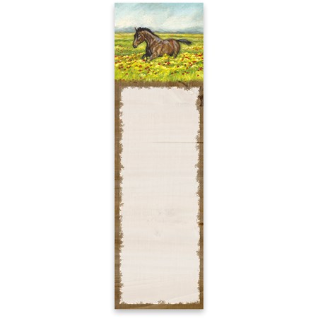 List Notepad - Horse In Field - 2.75" x 9.50" x 0.25" - Paper, Magnet