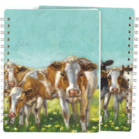 Spiral Notebook - Cow Row - 5.75" x 7.50" x 0.50" - Paper, Metal