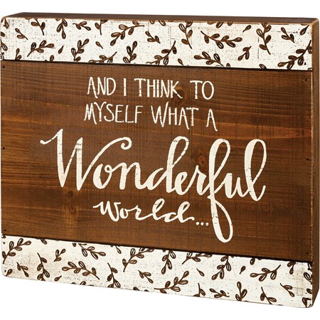 What A Wonderful World Slat Box Sign - Wood