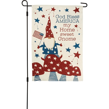 Garden Flag - America My Home Sweet Gnome - 12" x 18" - Polyester