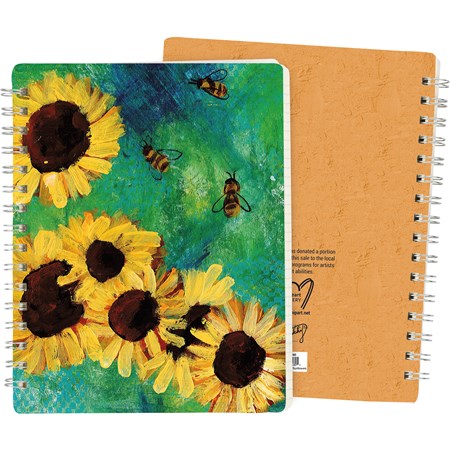 Spiral Notebook - Sunflowers - 5.75" x 7.50" x 0.50" - Paper, Metal