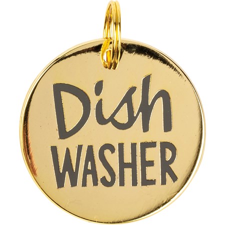 Collar Charm - Dish Washer - Charm: 1.25" Diameter, Card: 3" x 5" - Metal, Enamel, Paper