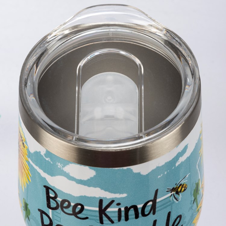 Bee Kind Bee Humble Bee Happy Wine Tumbler - Stainless Steel, Plastic