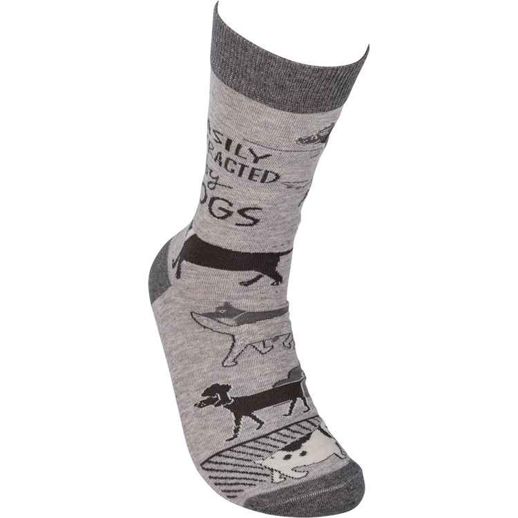 Easily Distracted By Dogs Socks - Cotton, Nylon, Spandex