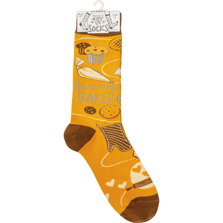 Socks - Awesome Baker - One Size Fits Most - Cotton, Nylon, Spandex