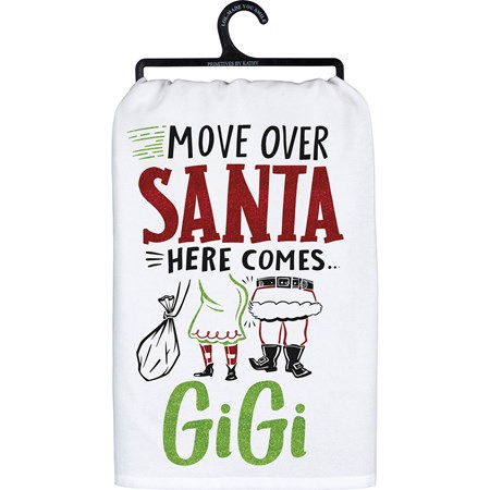 Move Over Santa Here Comes Gigi Kitchen Towel - Cotton, Glitter