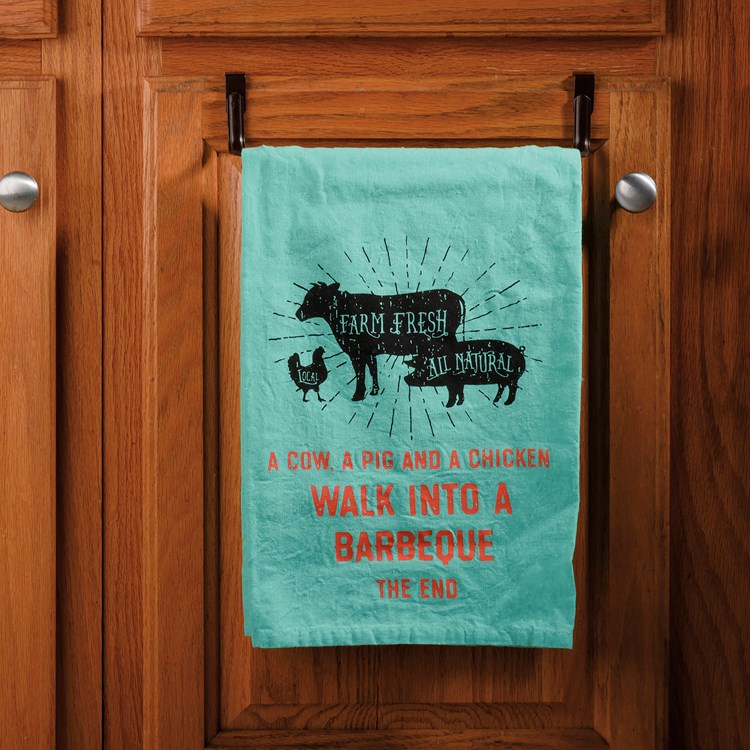Kitchen Towel - Walk Into A Barbeque The End - 28" x 28" - Cotton