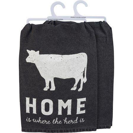 Kitchen Towel - Home Is Where The Herd Is - 28" x 28" - Cotton