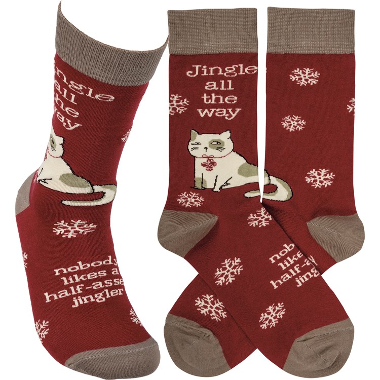 Socks - Jingle All The Way - One Size Fits Most - Cotton, Nylon, Spandex