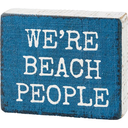 Block Sign - We're Beach People - 3" x 2.50" x 1" - Wood