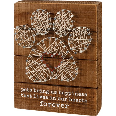 String Art - Happiness In Our Hearts Forever - 6" x 8" x 1.75" - Wood, Metal, String