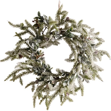 Snow Finish Wreath - Plastic, Wire, Flocking