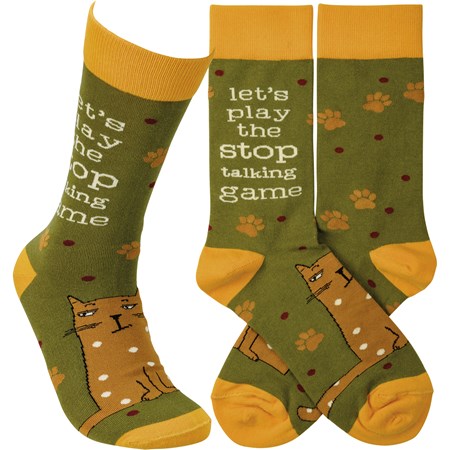 Socks - Let's Play The Stop Talking Game - One Size Fits Most - Cotton, Nylon, Spandex