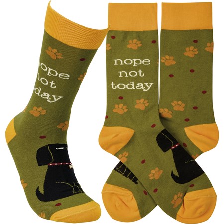 Socks - Nope Not Today - One Size Fits Most - Cotton, Nylon, Spandex