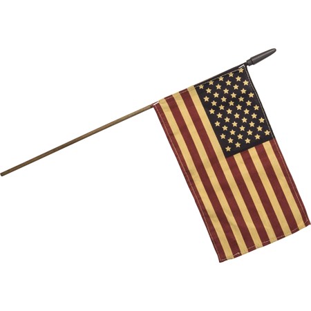 Primitive Medium American Flag - Fabric, Wood