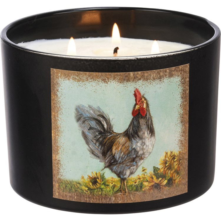 Rooster Jar Candle - Soy Wax, Glass, Cotton