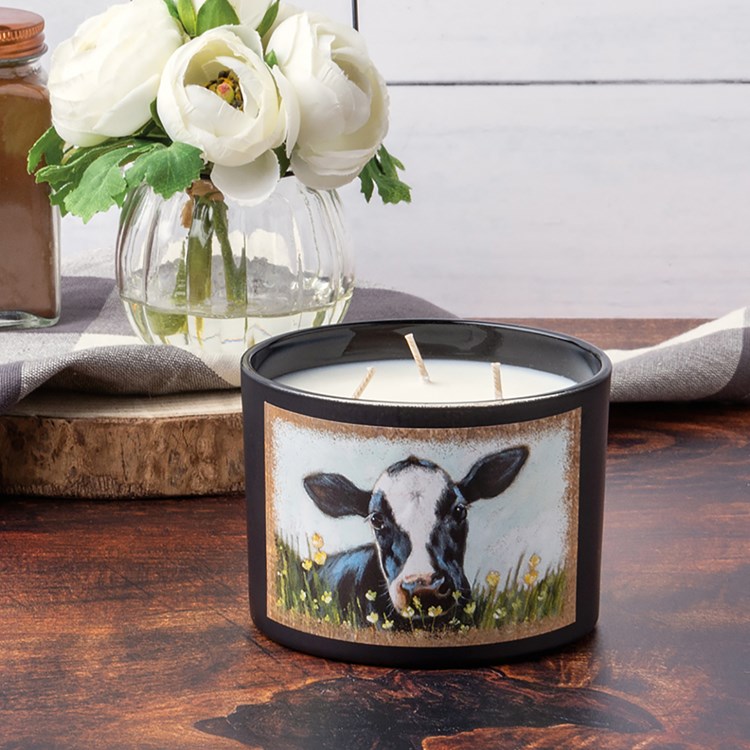 Cow In Buttercups Jar Candle - Soy Wax, Glass, Cotton