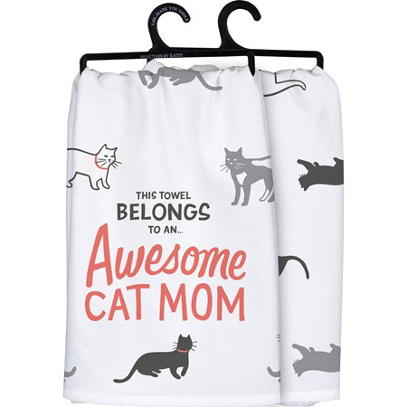 Kitchen Towel - Awesome Cat Mom - 28" x 28" - Cotton