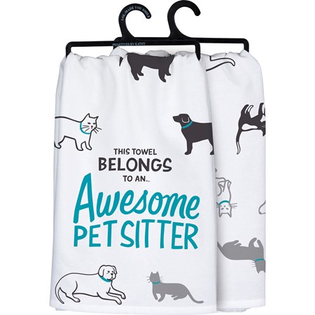 Kitchen Towel - Awesome Pet Sitter - 28" x 28" - Cotton