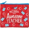 Awesome Teacher Zipper Wallet - Post-Consumer Material, Plastic, Metal