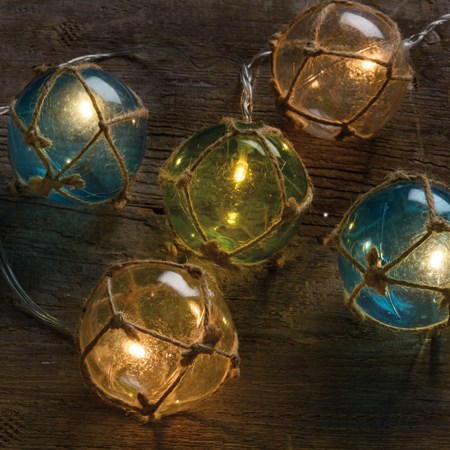 Glass Globe String Lights - Lights, Wire, Plastic, Cord, Jute
