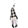 Black and White Buffalo Check Gnome Ornament - Polyester, Cotton, Plastic, LED