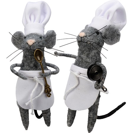 Critter Set - Kitchen Mice - 3.50" x 5.50" x 2" - Felt, Plastic