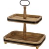 Two Tiered Rectangle Tray - Wood, Metal