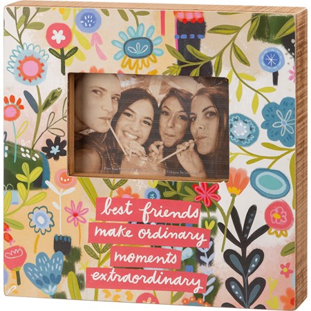 Box Frame - Best Friends - 10" x 10" x 2", Fits 6" x 4" Photo - Wood, Paper, Glass