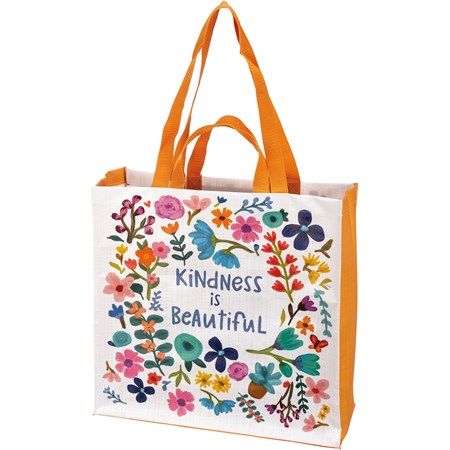 Market Tote - Kindness Is Beautiful - 15.50" x 15.25" x 6" - Post-Consumer Material, Nylon