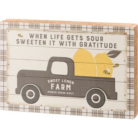 Sweet Lemon Farm Box Sign - Wood, Paper
