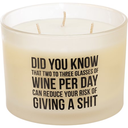 Jar Candle - Two To Three Glasses Of Wine Per Day - 14 oz., 4.50" Diameter x 3.25" - Soy Wax, Glass, Cotton