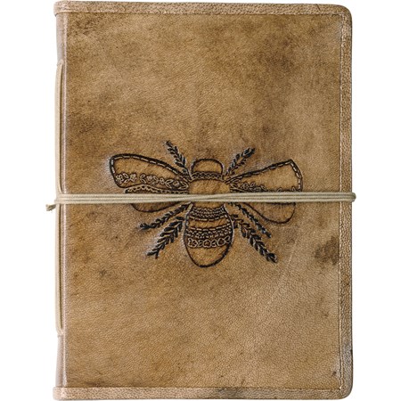 Journal - Bee - 5.50" x 7.50" x 1" - Leather, Paper