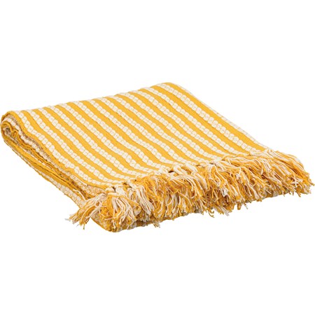 Yellow Striped Throw Blanket - Cotton