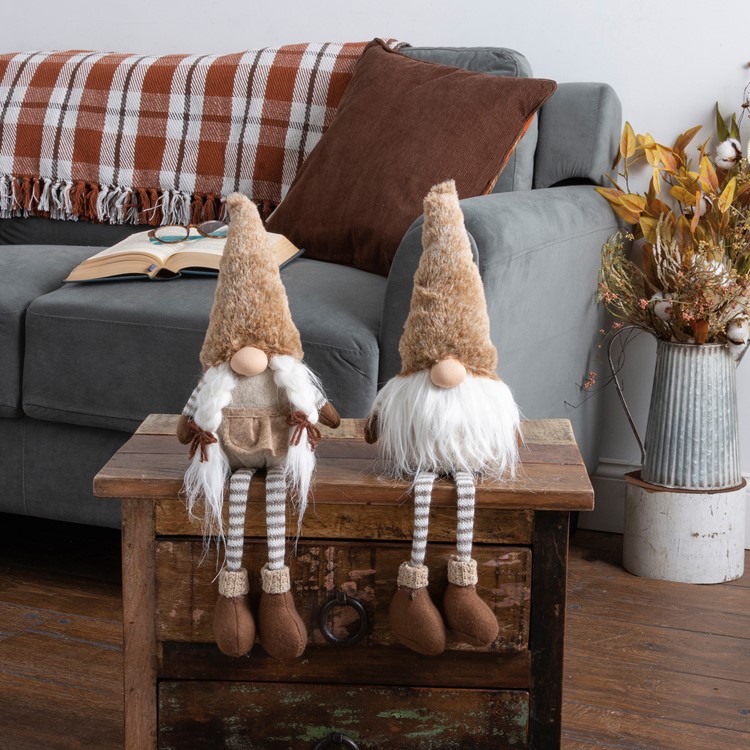 Gnome Couple Sitter Set - Polyester, Sand