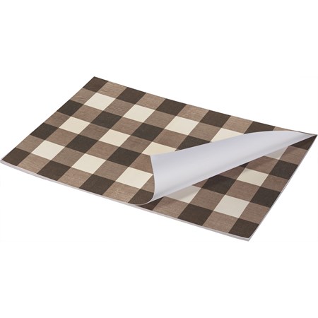 Paper Placemat Pad - Brown Buffalo Check - 17.50" x 12" - Paper