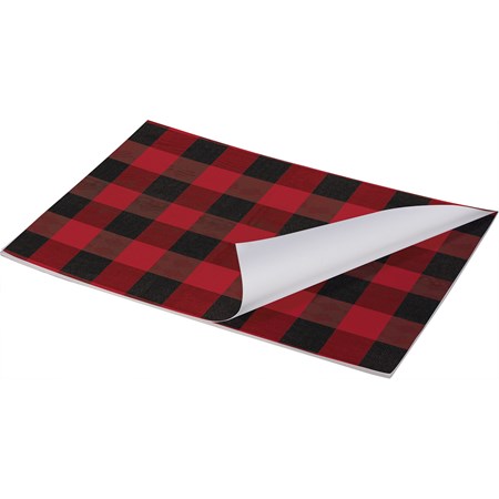 Paper Placemat Pad - Red & Black Buffalo Check - 17.50" x 12" - Paper