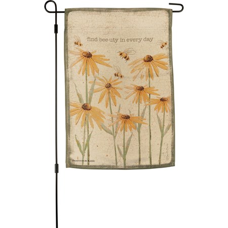 Garden Flag - Find Bee-uty In Every Day - 12" x 18" - Polyester
