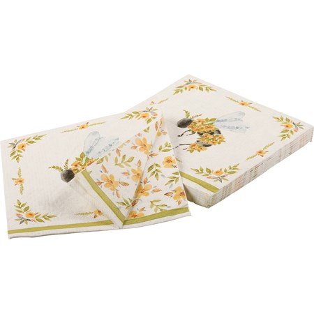 Napkin Lg - Floral Bee - 6.50" x 6.50" - Paper