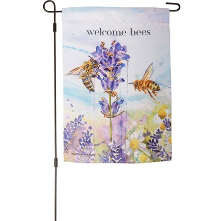 Garden Flag - Welcome Bees - 12" x 18" - Polyester