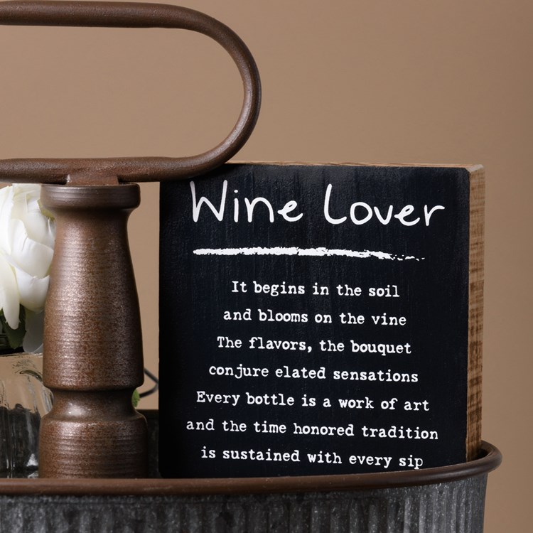 Wine Lover Block Sign - Wood