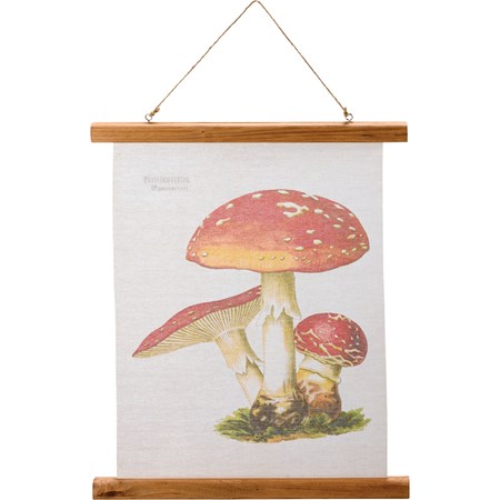 Wall Decor - Red Cap Mushroom - 15.75" x 19.25" x 0.75" - Canvas, Wood, Jute